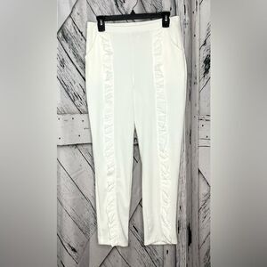 Artex Fashions Pants Ruffle Front Straight Leg White M